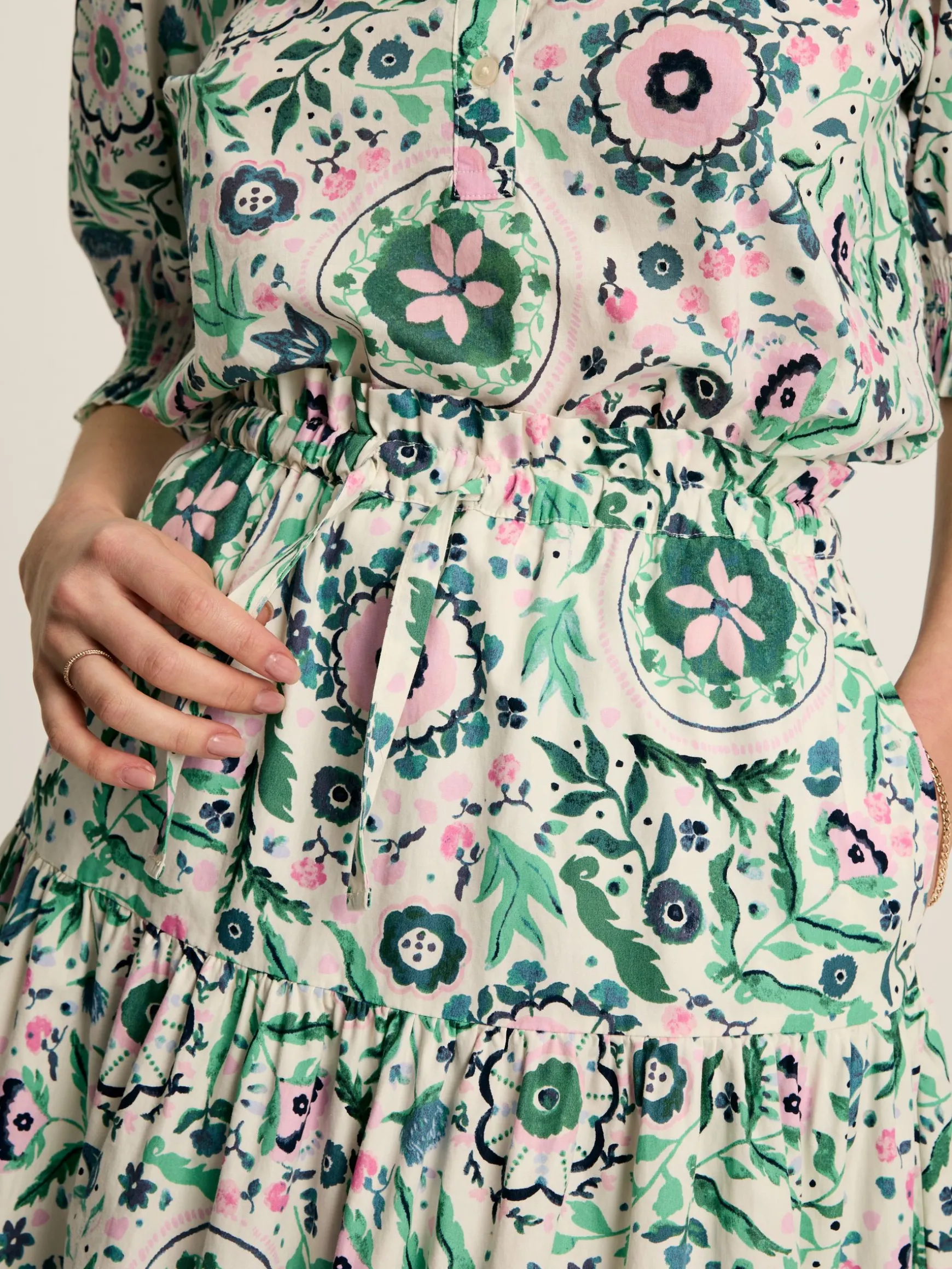 Elle Pink & Green Co-Ord Midi Skirt