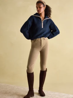 Elmore Navy Knitted Quarter Zip Jumper