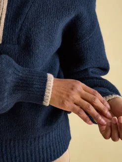 Elmore Navy Knitted Quarter Zip Jumper