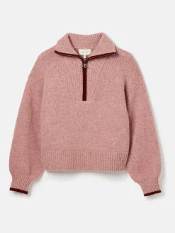 Elmore Pink Knitted Quarter Zip Jumper