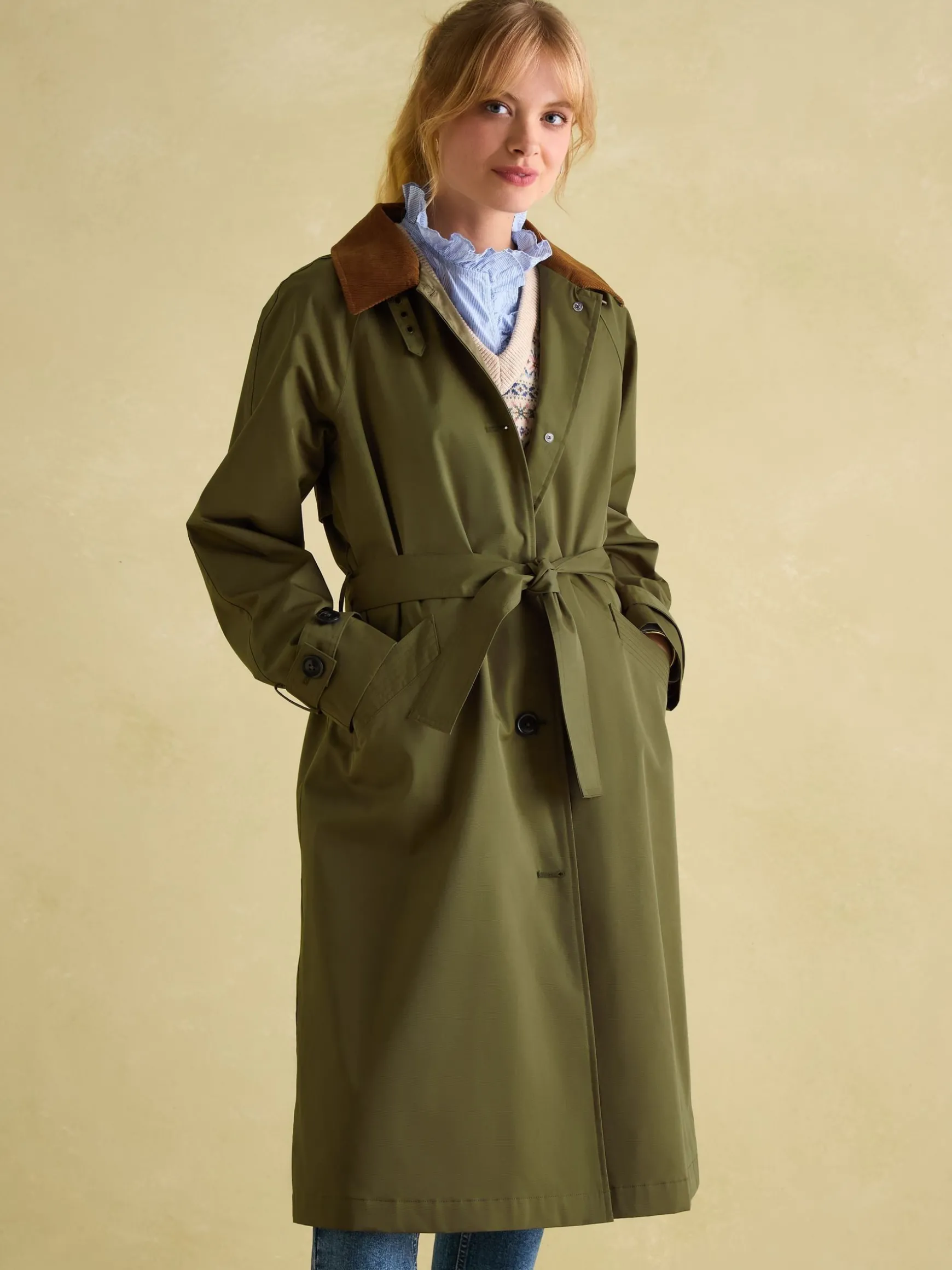 Epwell Green Waterproof Belted Trench Coat