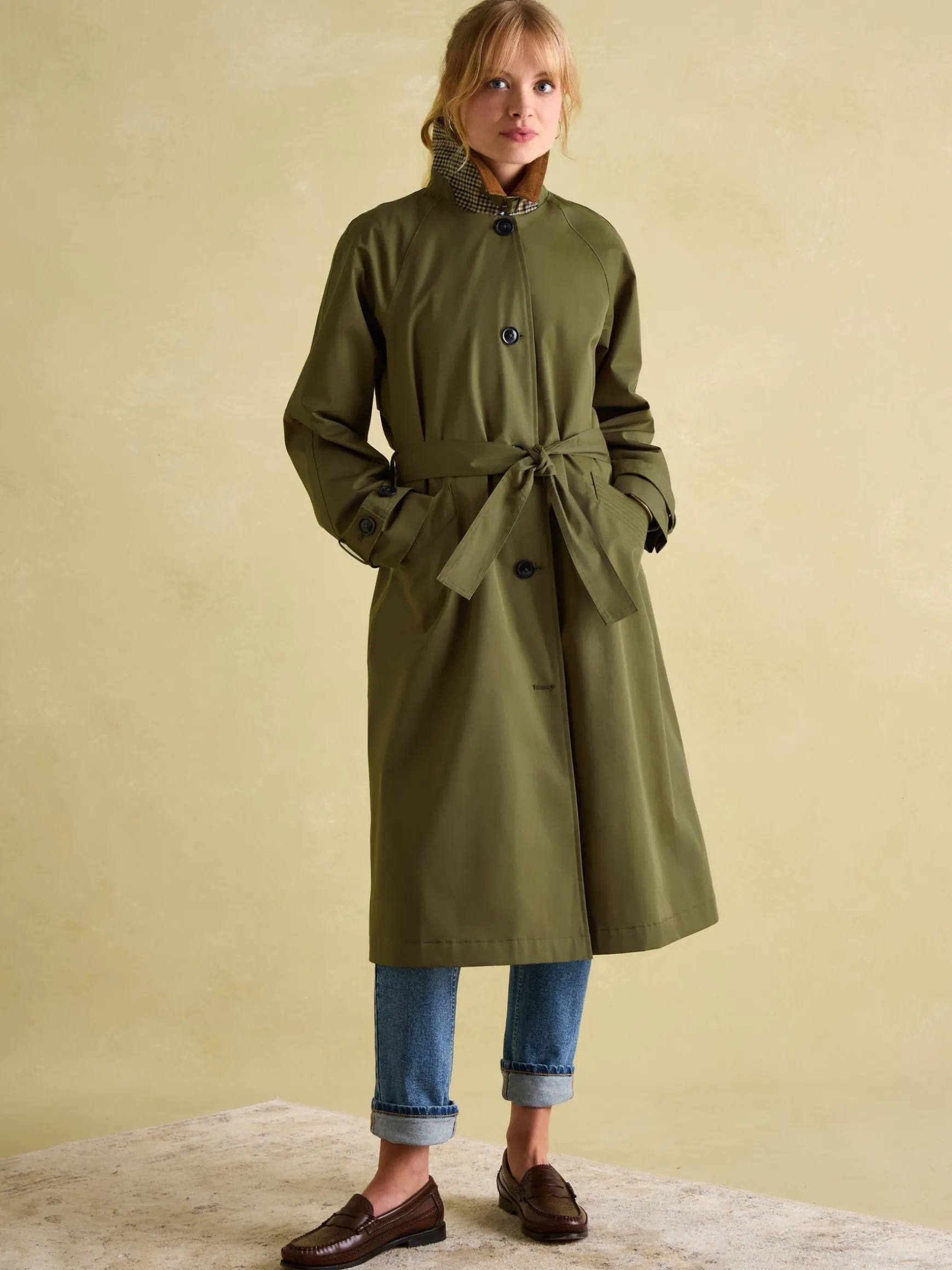 Epwell Green Waterproof Belted Trench Coat