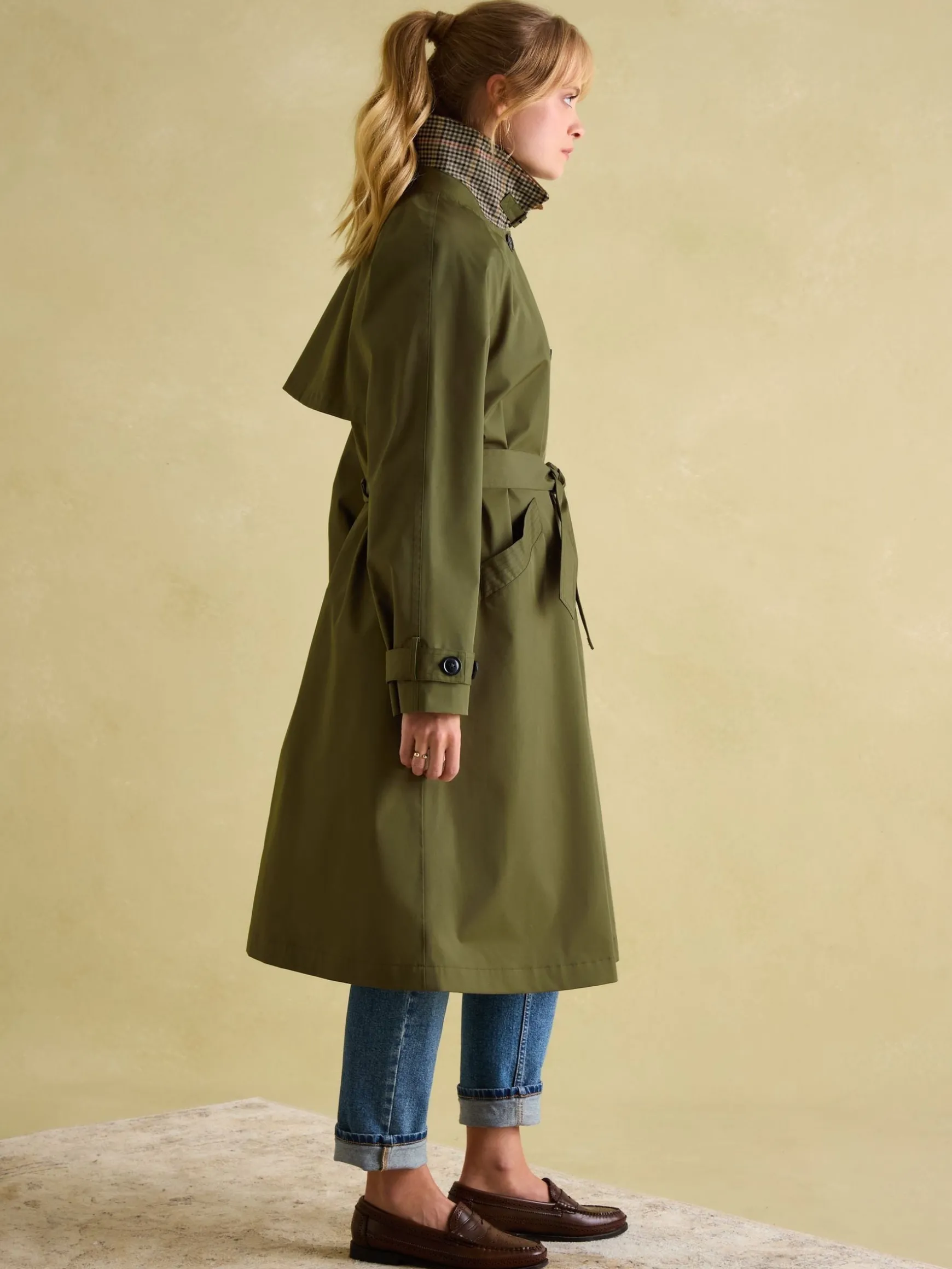 Epwell Green Waterproof Belted Trench Coat