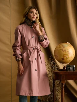 Epwell Pink Waterproof Belted Trench Coat