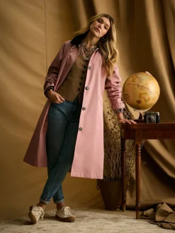 Epwell Pink Waterproof Belted Trench Coat