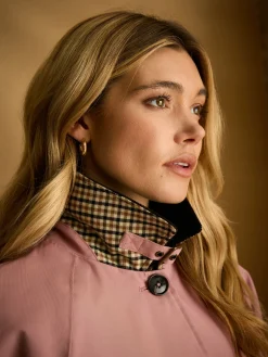 Epwell Pink Waterproof Belted Trench Coat