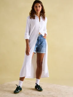 Erica White Button Through Cotton Shirt Dress