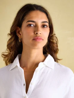 Erica White Button Through Cotton Shirt Dress