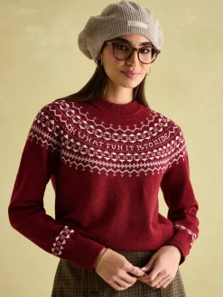 Eve Red Festive Fair Isle Jumper