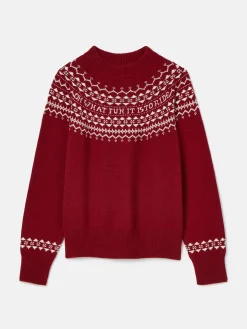 Eve Red Festive Fair Isle Jumper