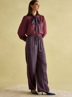 Everly Red Tie Neck Blouse