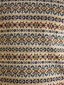 Fair Isle Cream Crew Neck Jumper Contains Merino Wool