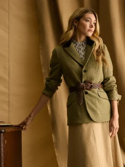 Fayfair Khaki Green Tweed Hacking Jacket