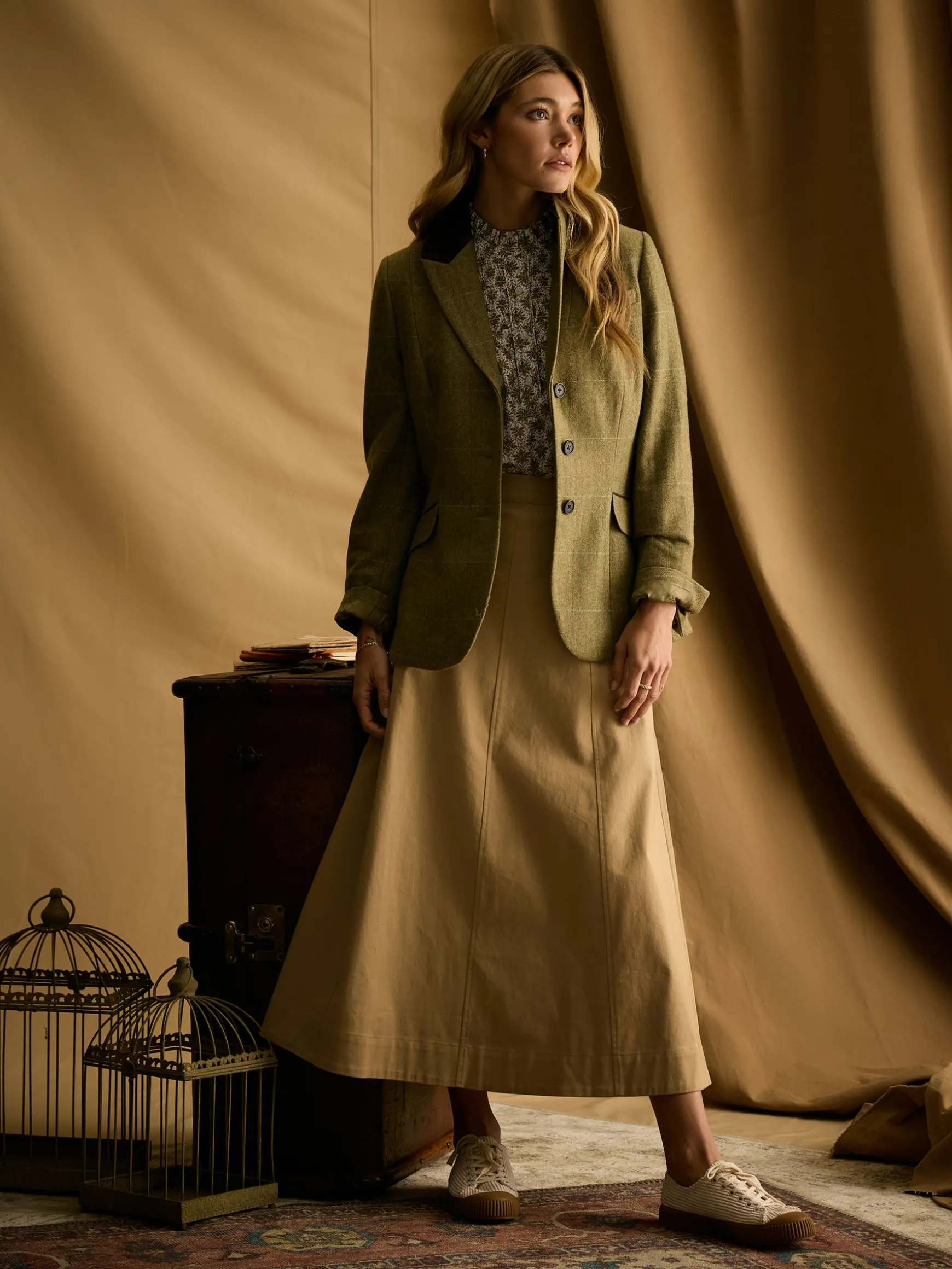 Fayfair Khaki Green Tweed Hacking Jacket