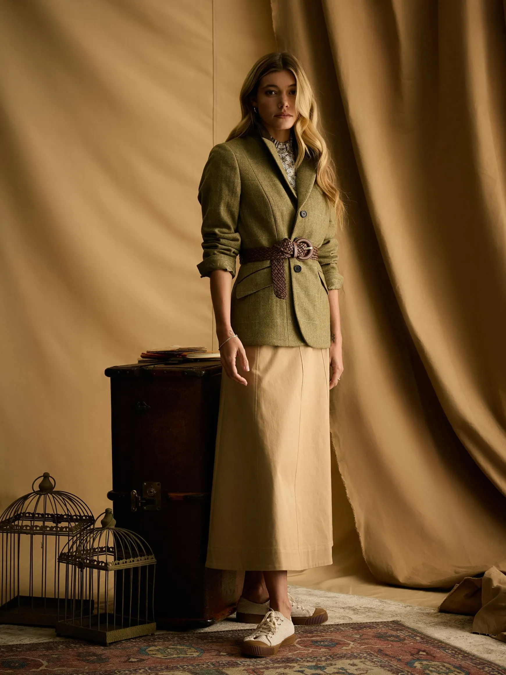 Fayfair Khaki Green Tweed Hacking Jacket