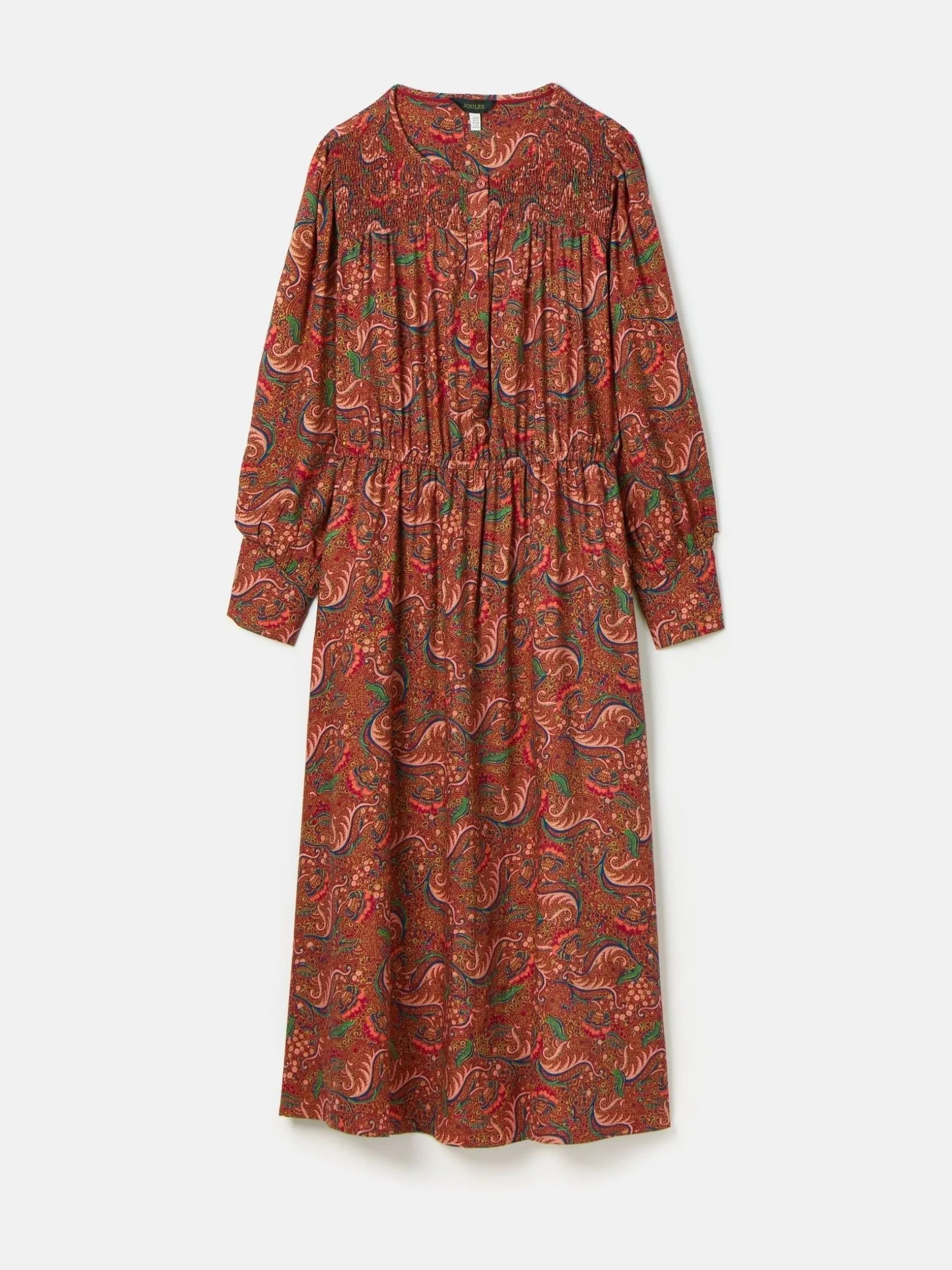 Felicity Red Paisley Smocked Midi Dress