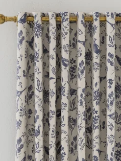 Festival Pheasants Set of 2 Blue Blackout Eyelet Curtains