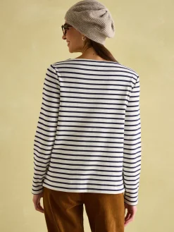 Festive Harbour Multi/White Boat Neck Breton Top