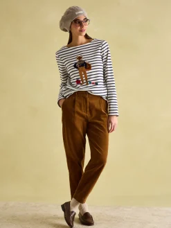 Festive Harbour Multi/White Boat Neck Breton Top