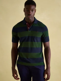 Filbert Green & Navy Striped Polo Shirt