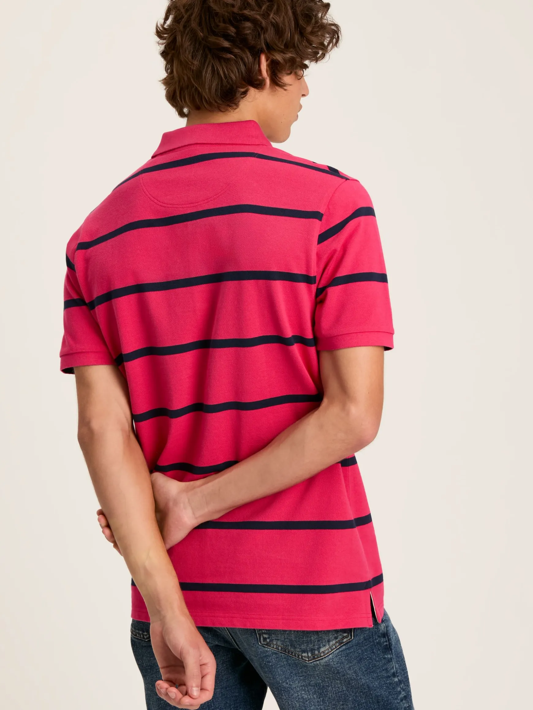 Filbert Pink & Navy Striped Polo Shirt