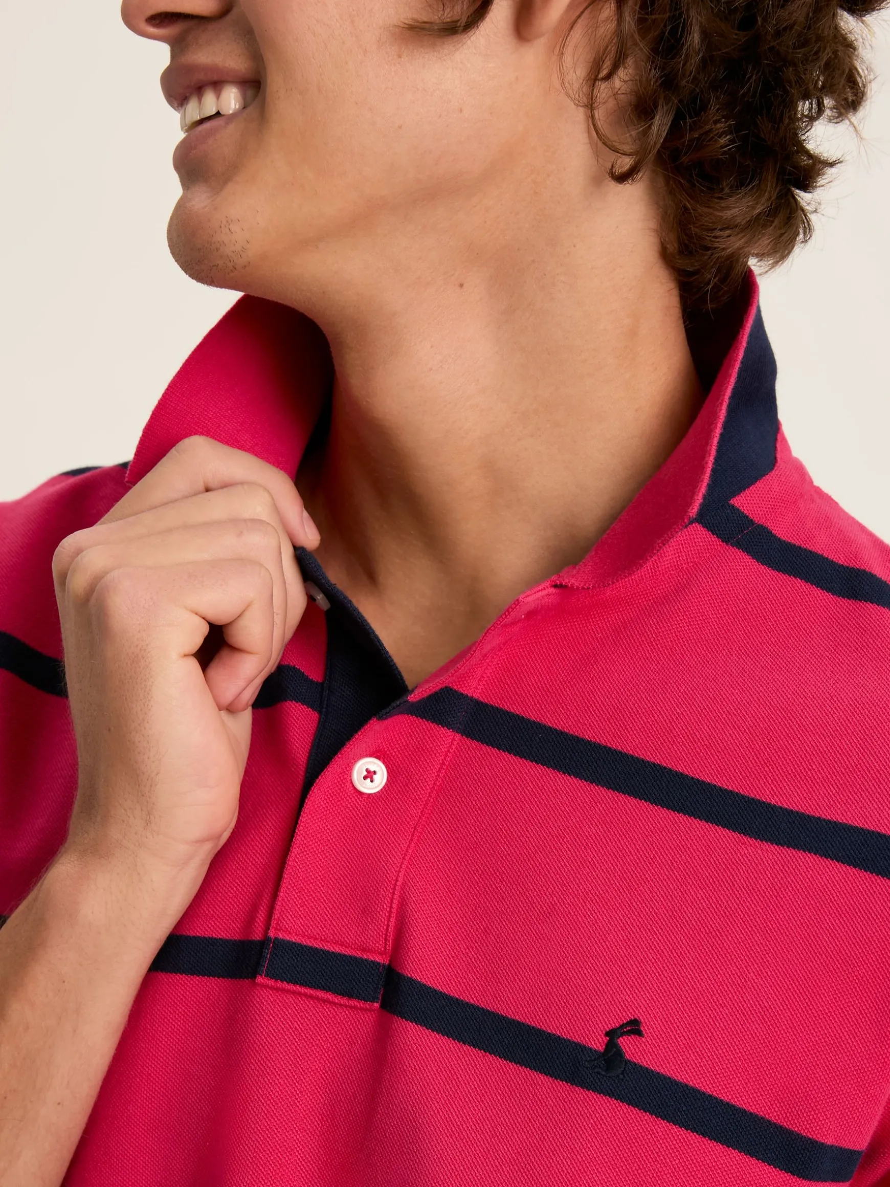 Filbert Pink & Navy Striped Polo Shirt