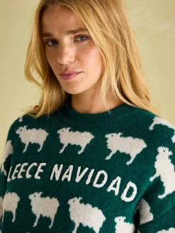 Fleece Navidad Green Christmas Jumper