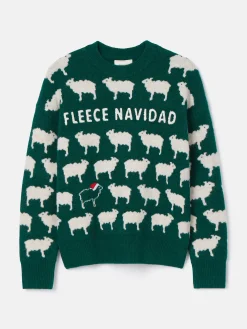 Fleece Navidad Green Christmas Jumper