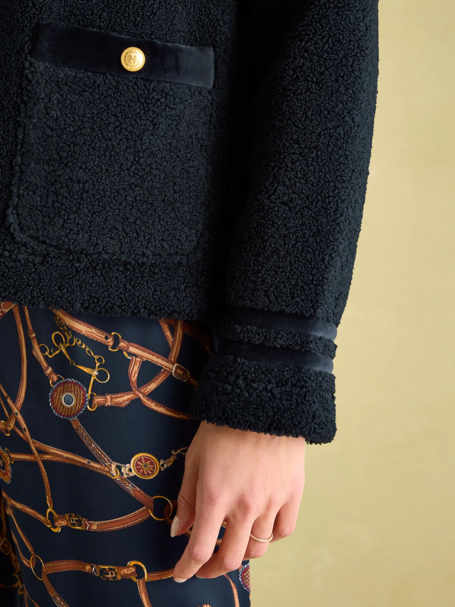 Fleur Navy Fleece Jacket