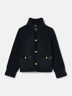 Fleur Navy Fleece Jacket