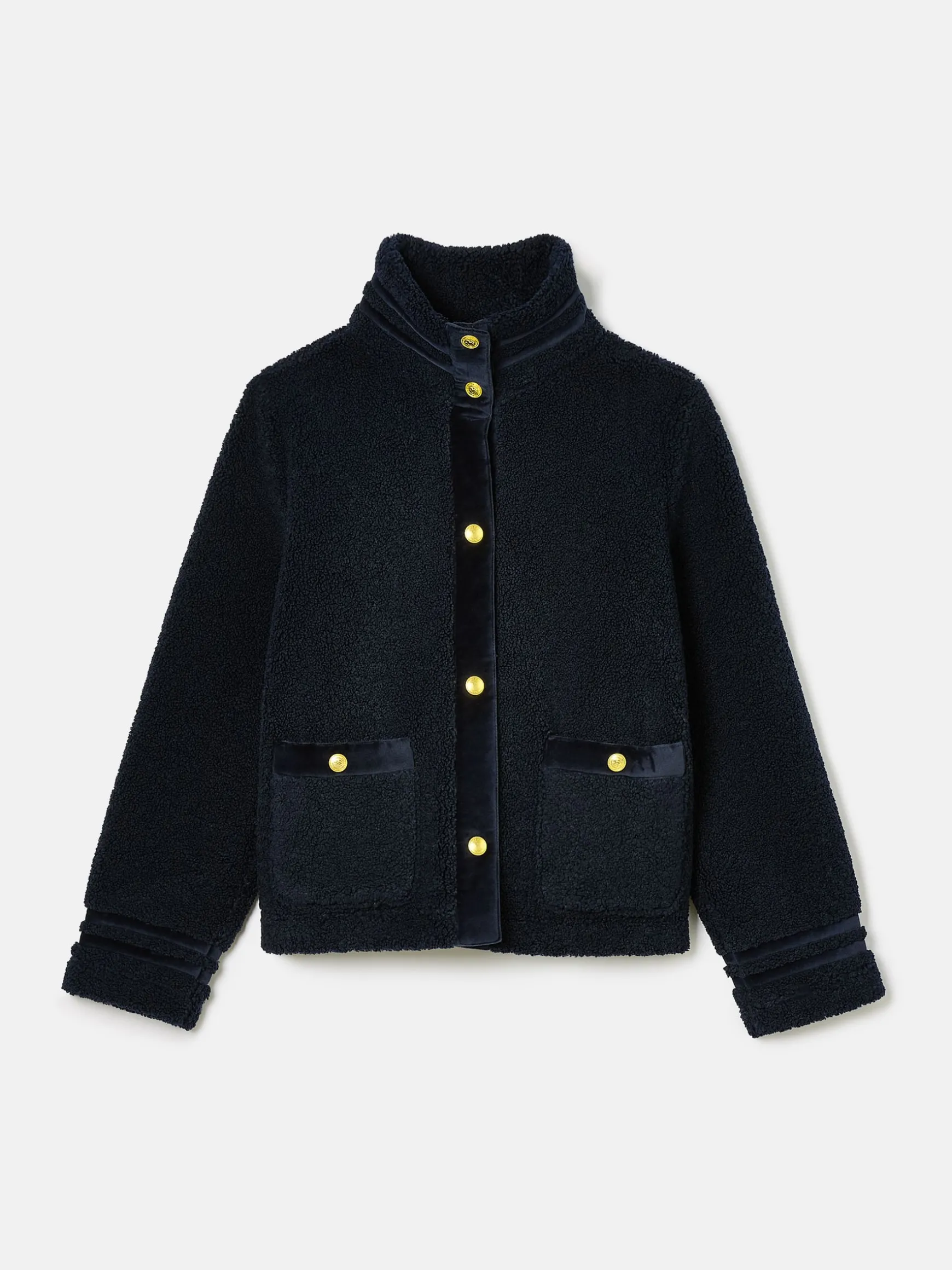 Fleur Navy Fleece Jacket