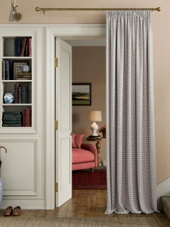 Floral Foulard Set of 2 Blue & Cream Blackout Pencil Pleat Curtains