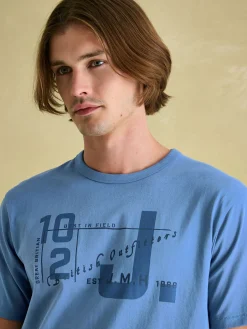 Flynn Blue Jersey Crew Neck T-Shirt