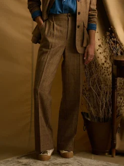 Foxley Check Wide Leg Tweed Trousers