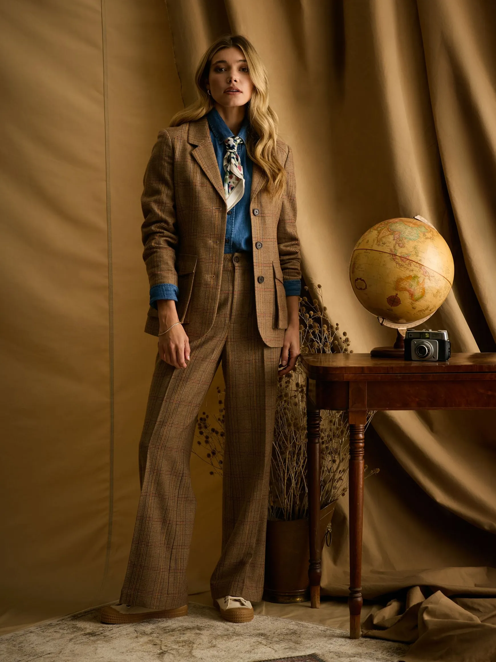 Foxley Check Wide Leg Tweed Trousers