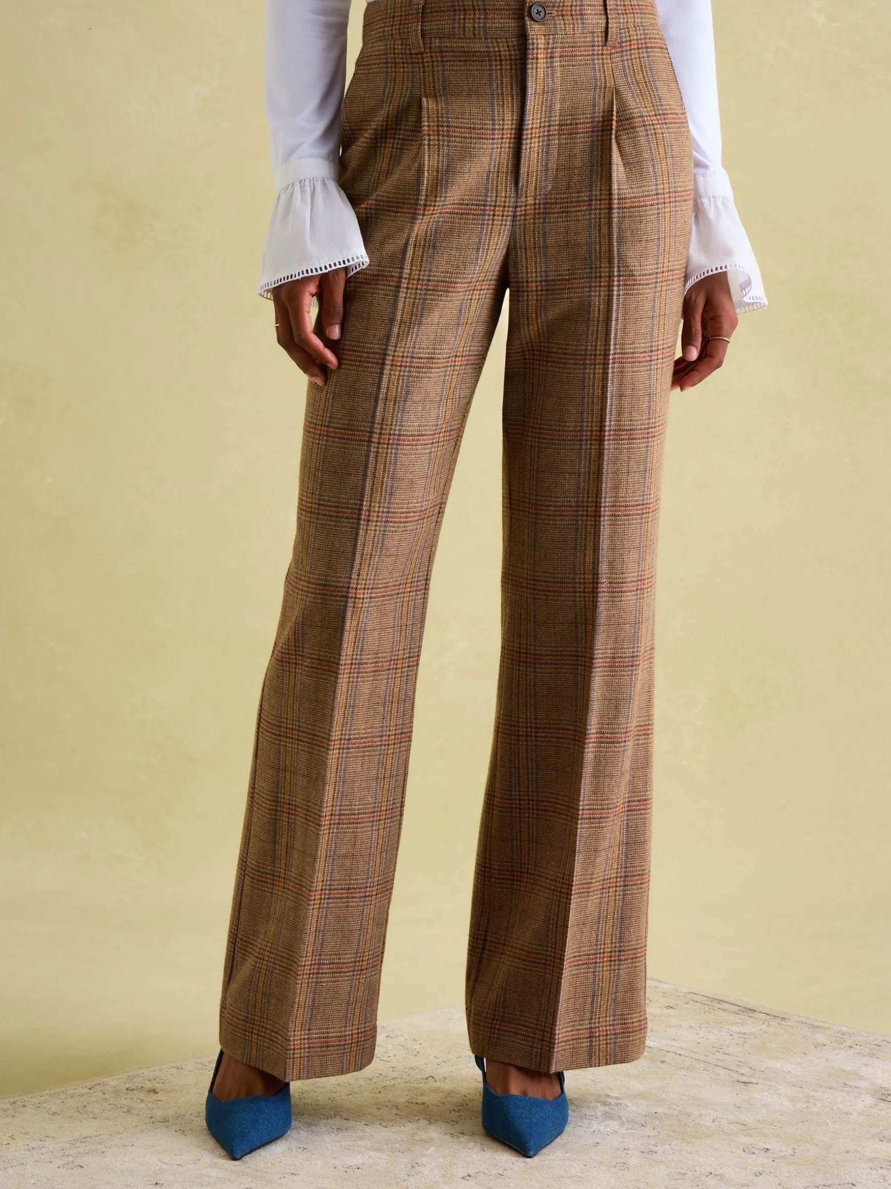 Foxley Check Wide Leg Tweed Trousers