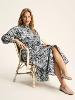 Francesca Blue/White Tie Waist Shirt Dress