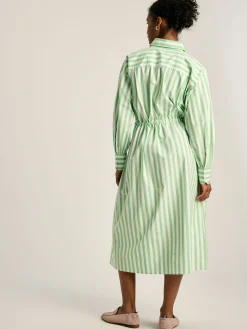 Francesca Green & White Tie Waist Shirt Dress