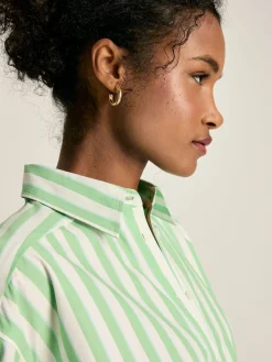 Francesca Green & White Tie Waist Shirt Dress