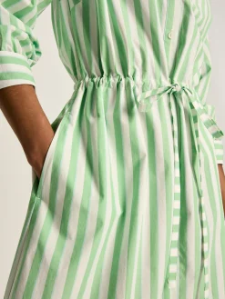 Francesca Green & White Tie Waist Shirt Dress