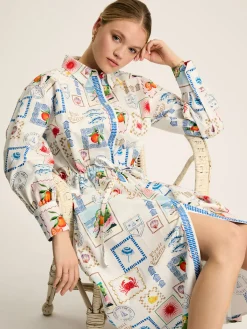 Francesca White Tie Waist Shirt Dress