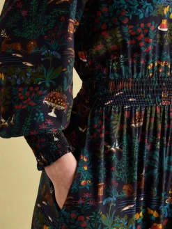 Georgina Navy Elasticated Waist Maxi Dress