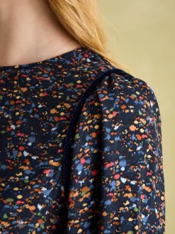 Georgina Navy Multi Elasticated Waist Maxi Dress