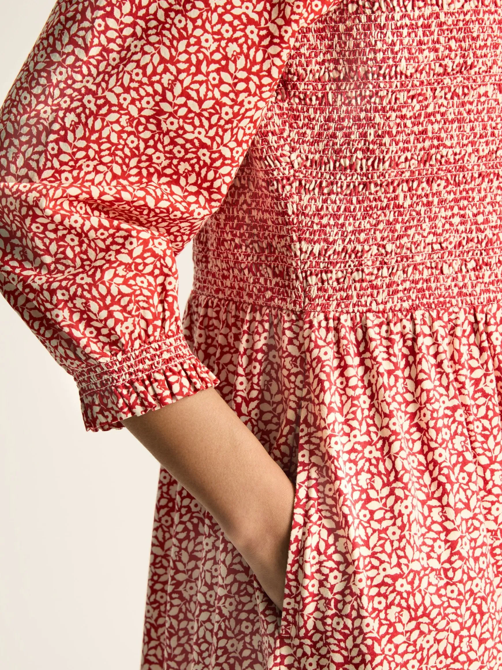 Gia Red Mixed Fabric Dress