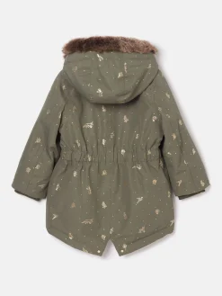 Girls' Alix Khaki Green Printed Waterproof Parka Coat