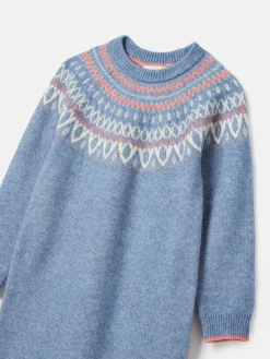 Girls' Charlotte Blue & Pink Fair Isle Jumper Dress