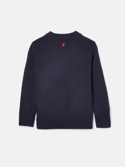 Girls' Cracking Navy Blue Intarsia Artwork Jumper