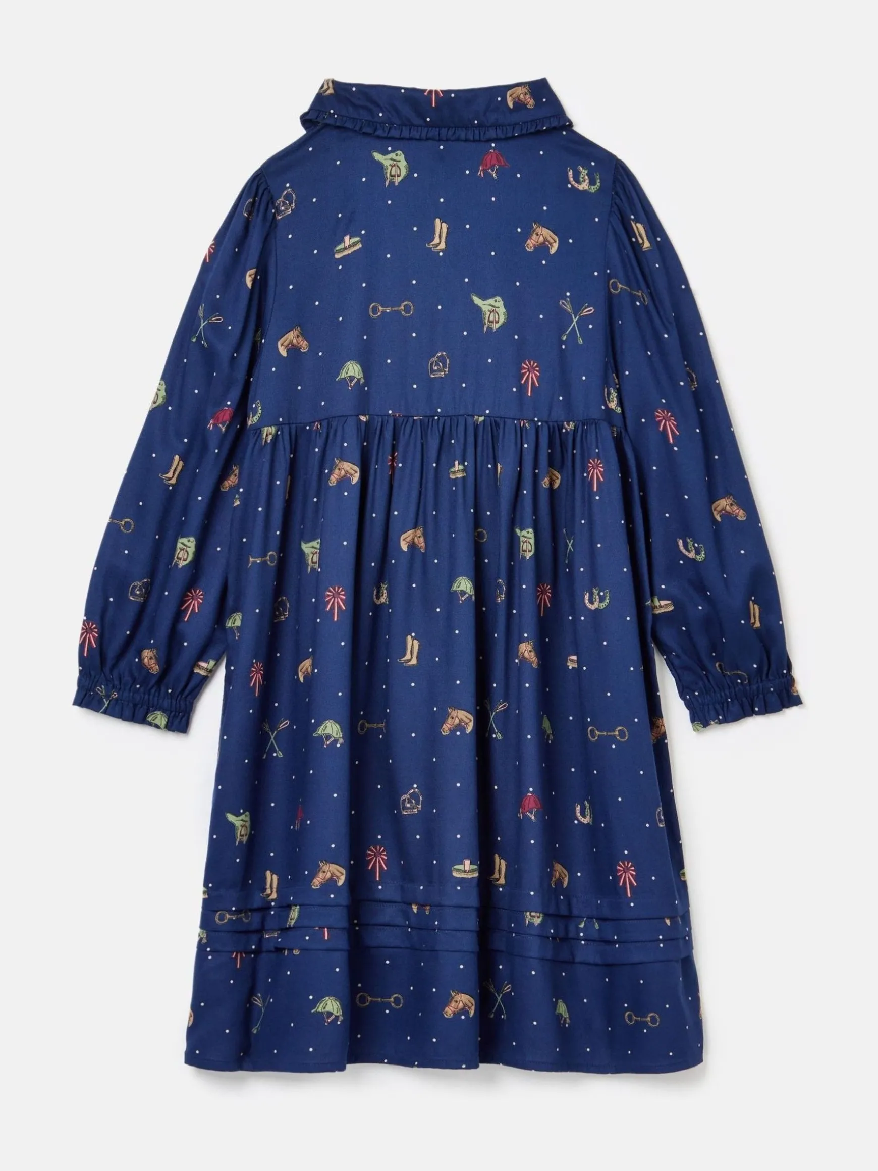 Girls' Ella Navy Print Bow Collar Dress