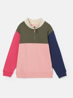 Girls' Elliot Multi Colour Block Quarter Zip Sweatshirt