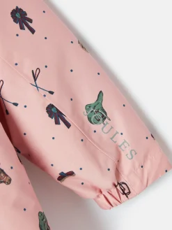 Girls' Fairview Pink Horse Print Waterproof Coat with Quilted Lining